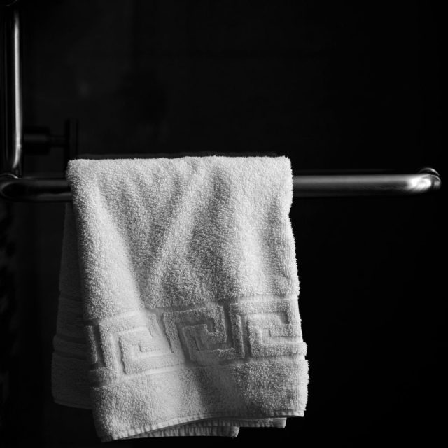 Towel on a chrome bathroom rail