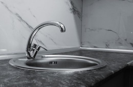 Kitchen mixer over a stainless sink